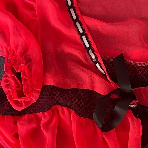 Victoria's Secret Babydoll Robe SZ M Babydoll Pink Melon satin ribbon tie Rare - Picture 9 of 11